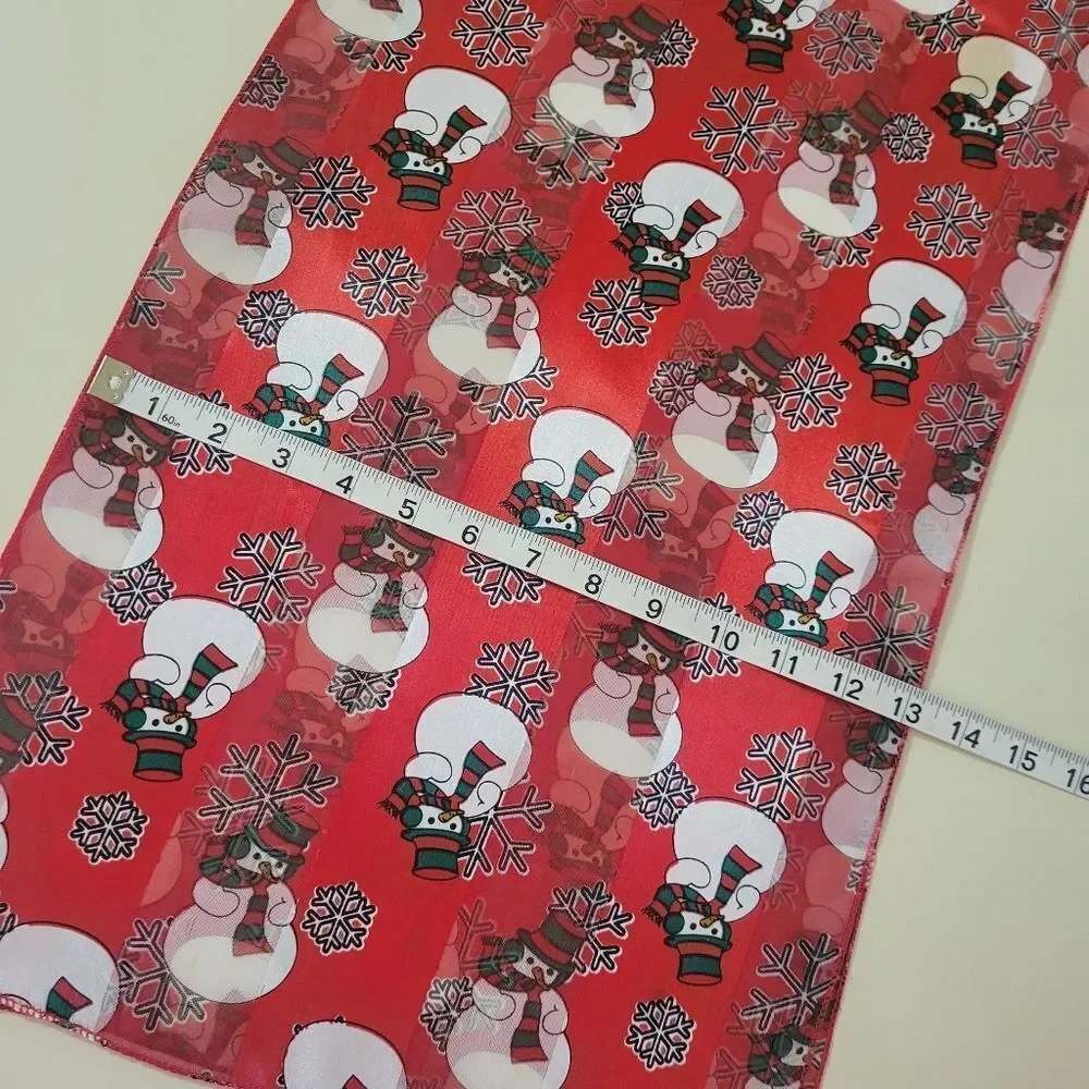 Silk Feel Red And White Snowman Oblong Scarf